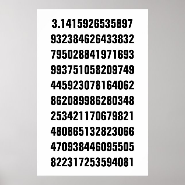 Schwarzes mathematisches Pi auf Weiß Poster (Vorne)