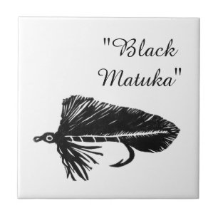 "Schwarzes Matuka" Ausläuferforelle-Fliegenfliese Fliese