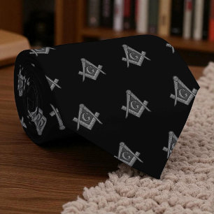 Schwarzes Maurermuster Freimaurer Muster Krawatte