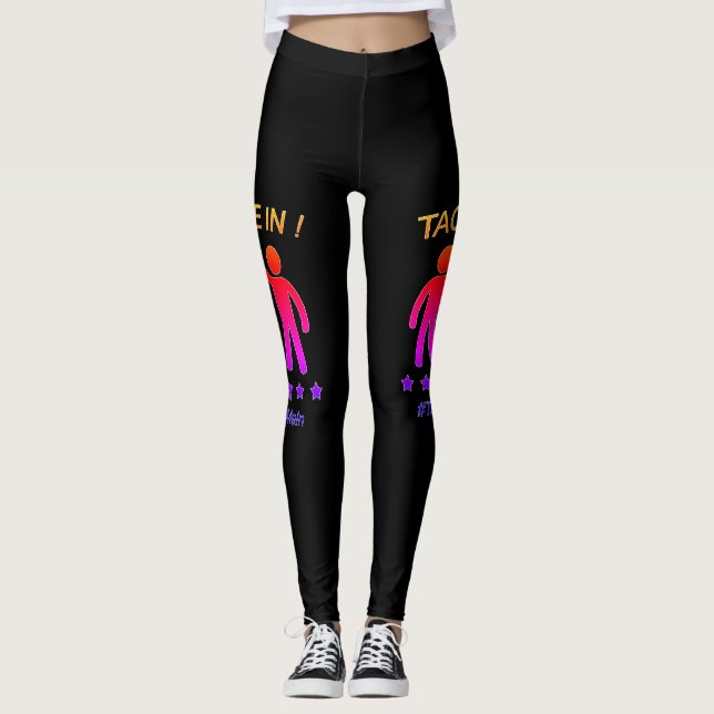 Schwarzes mehrfarbiges - etikettieren Sie mich Leggings (Vorderseite)