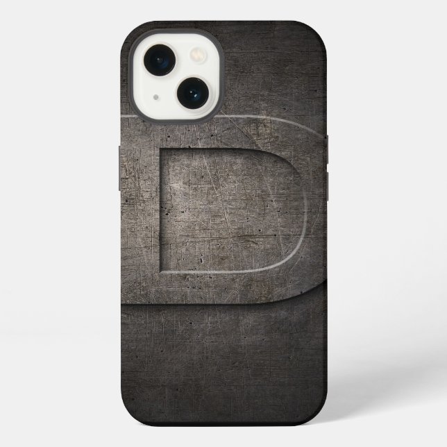 Schwarzes Metall-D-Monogramm-iPhone-Case iPhone Hülle (Rückseite)