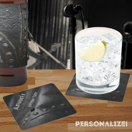 Schwarzes Metall-Minimalisten-Party Rechteckiger Pappuntersetzer