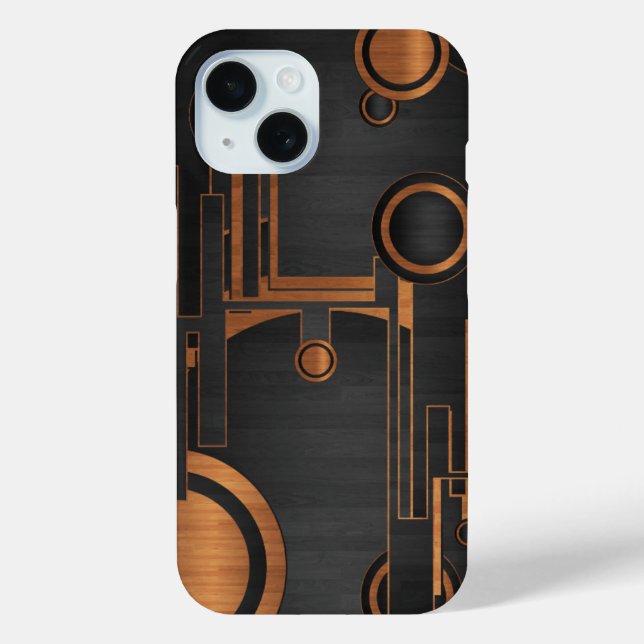 schwarzes Metall mit Holzkreisen Case-Mate iPhone Hülle (Rückseite)