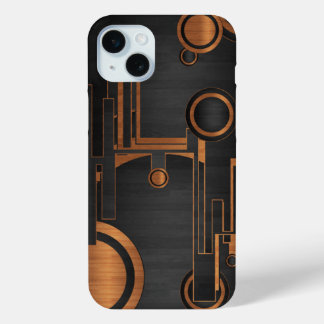 schwarzes Metall mit Holzkreisen Case-Mate iPhone Hülle