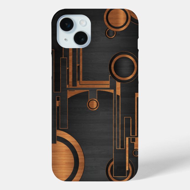 schwarzes Metall mit Holzkreisen Case-Mate iPhone Hülle (Rückseite)