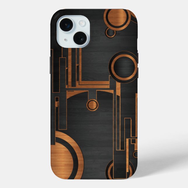 schwarzes Metall mit Holzkreisen Case-Mate iPhone Hülle (Rückseite)