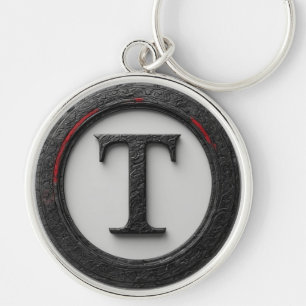 🔴 Schwarzes Metall-T-Monogramm-Emblem 🔴 Schlüsselanhänger