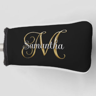 Schwarzes Metallic Lockiges Signatur M Monogramm Golf Headcover
