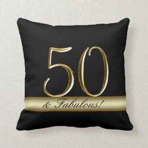 Schwarzes metallisches Gold50. Geburtstag Kissen