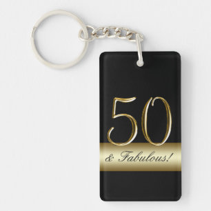Schwarzes metallisches Gold50. Geburtstag Schlüsselanhänger