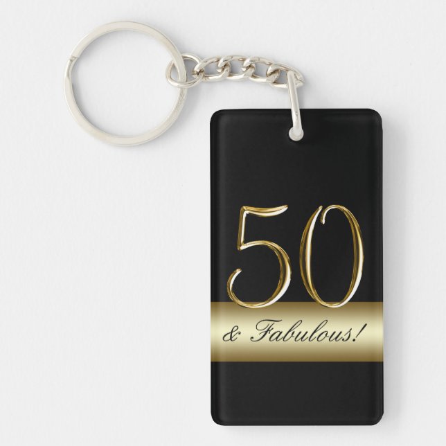 Schwarzes metallisches Gold50. Geburtstag Schlüsselanhänger (Vorderseite)