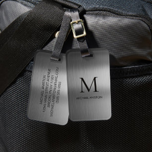 Schwarzes metallisches personalisiertes Monogramm Gepäckanhänger