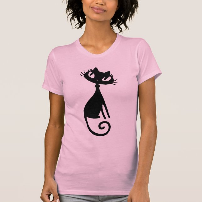 Schwarzes Miezekatze-Baby-Unterhemd T-Shirt (Vorderseite)