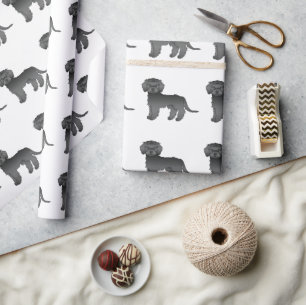 Schwarzes Mini-Goldendoodle Süßes Cartoon-Hund-Mus Geschenkpapier