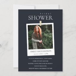 SCHWARZES MINIMAL-CUSTOM-FOTO-BRAUTPARTY EINLADEN DANKESKARTE