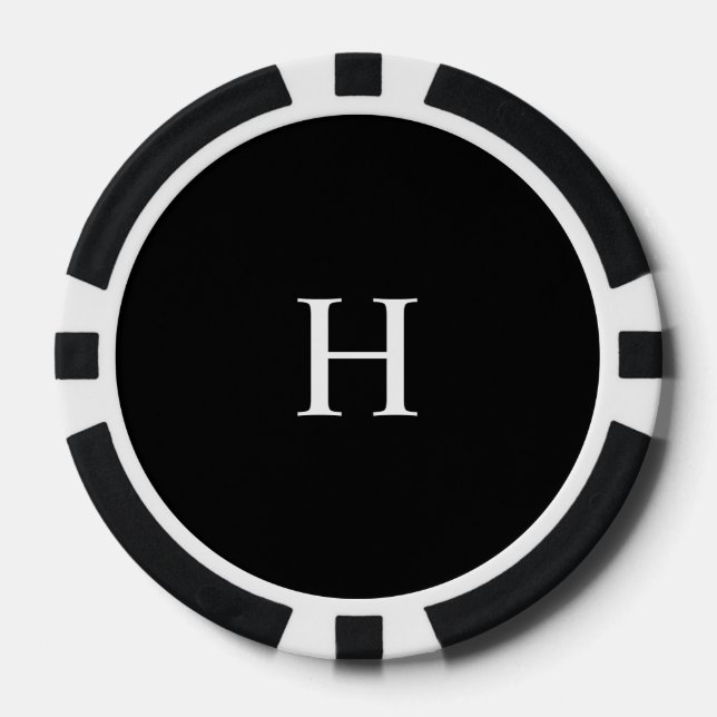 Schwarzes Minimal Modernes Elegantes Monogramm Pokerchips (Vorderseite)