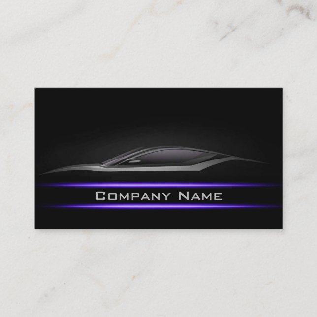 Schwarzes Minimal Purpe Neon Line Auto Brighter La Visitenkarte (Vorderseite)