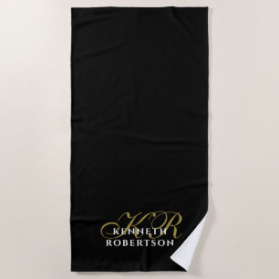 Schwarzes minimalist goldenes weißes elegantes Her Strandtuch