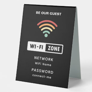 Schwarzes minimalistisches einfaches WLAN-Passwort Tischaufsteller