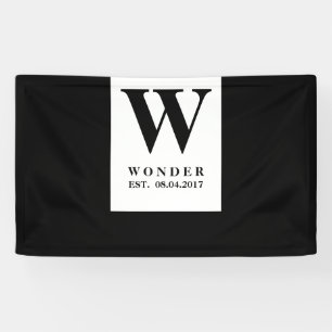 Schwarzes minimalistisches Hochzeitsmonogramm De Banner