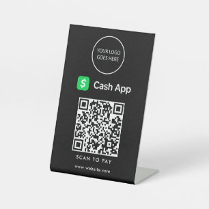 Schwarzes minimalistisches Logo Cash App Scan zum Sockelschild