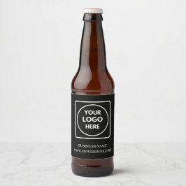 Schwarzes minimalistisches Logo-Geschäfts-Promo-QR Bierflaschenetikett