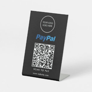 Schwarzes minimalistisches Logo PayPal Scannen zum Sockelschild
