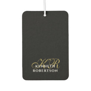 Schwarzes minimalistisches Monogramm Gold Weiß Ele Autolufterfrischer