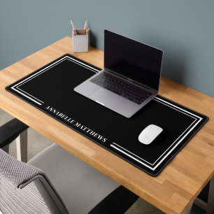 Schwarzes Minimalistisches Monogramm Schreibtischunterlage