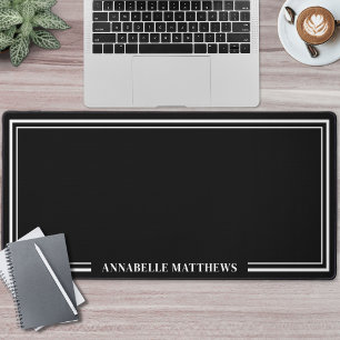 Schwarzes Minimalistisches Monogramm Schreibtischunterlage