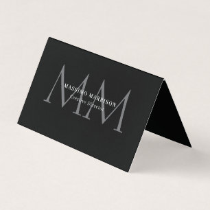 Schwarzes Minimalistisches Monogramm Visitenkarten