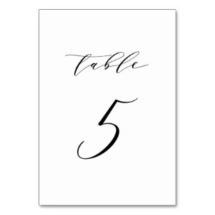 Schwarzes Minimalistisches Skript Hochzeit Tischnu Tischnummer