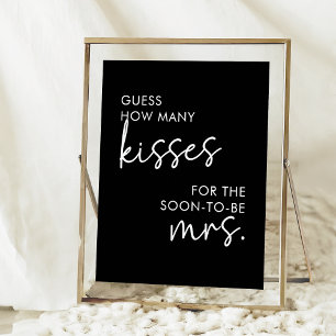 Schwarzes Minimalistisches Skript Wie viele Kisses Poster