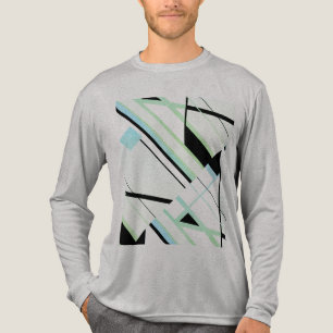 Schwarzes Minz-Aqua-Diagonal-Linien-Abstraktdesign Tri-Blend Shirt