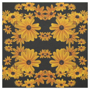 Schwarzes mit Augen Susan-Blumen-Gelb-Blumengewebe Stoff