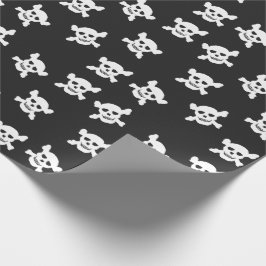 Schwarzes mit dem weißen Totenkopf mit gekreuzter Geschenkpapier