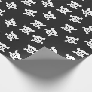 Schwarzes mit dem weißen Totenkopf mit gekreuzter Geschenkpapier