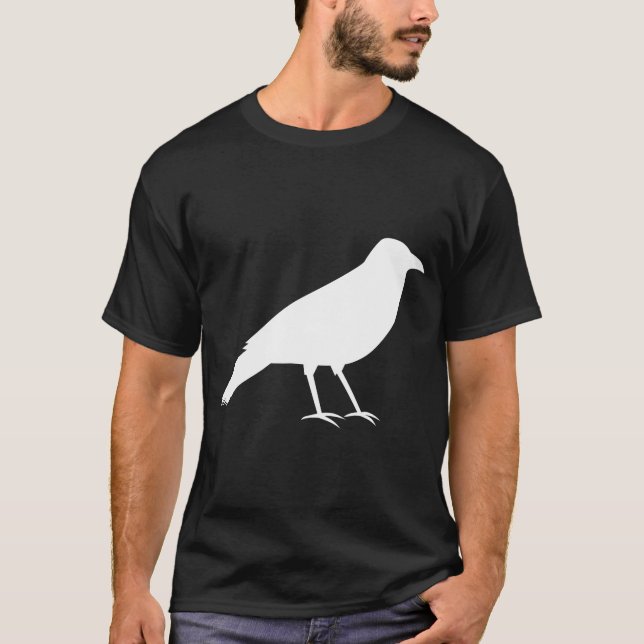 Schwarzes mit einer weißen Krähe T-Shirt (Vorderseite)