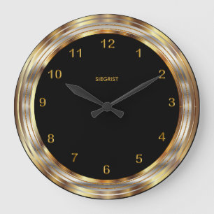 Schwarzes mit Imitat-metallischem Goldrahmen Große Wanduhr