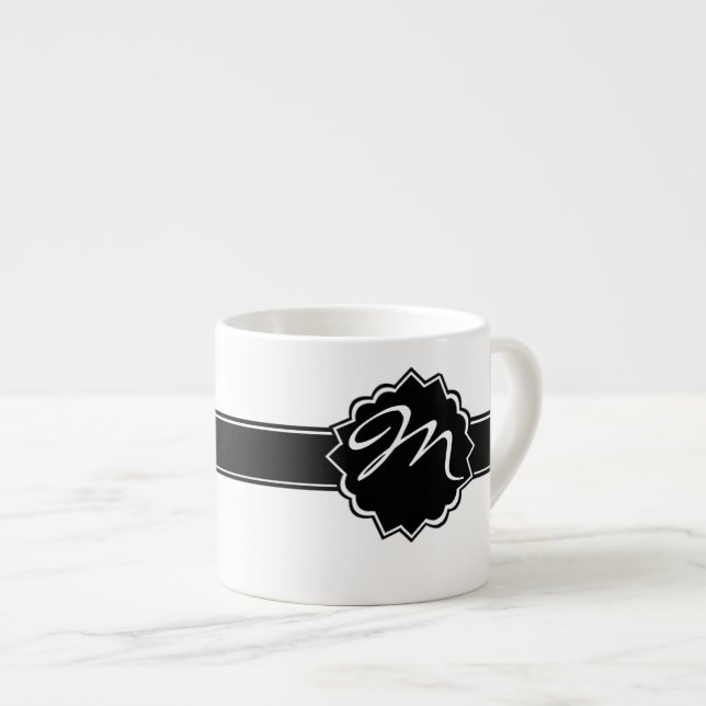 Schwarzes mit Monogramm Espressotasse (Vorderseite Rechts)