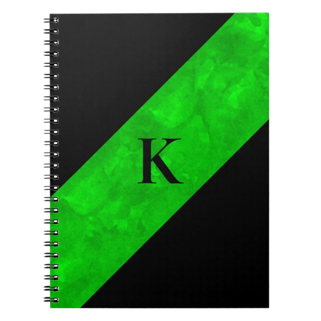 Schwarzes Mit Monogramm Notebook Notizblock (Vorderseite)