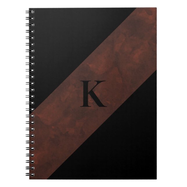Schwarzes Mit Monogramm Notebook Notizblock (Vorderseite)