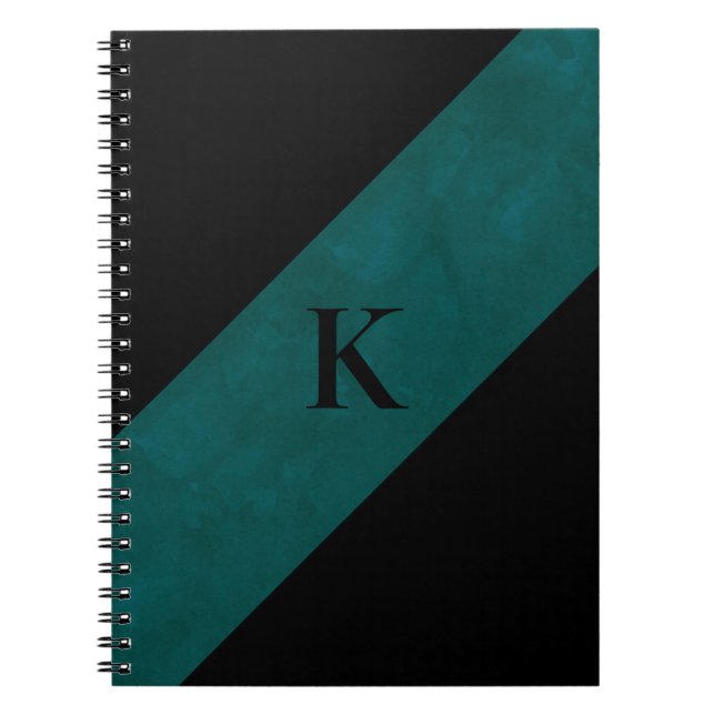 Schwarzes Mit Monogramm Notebook Notizblock (Vorderseite)