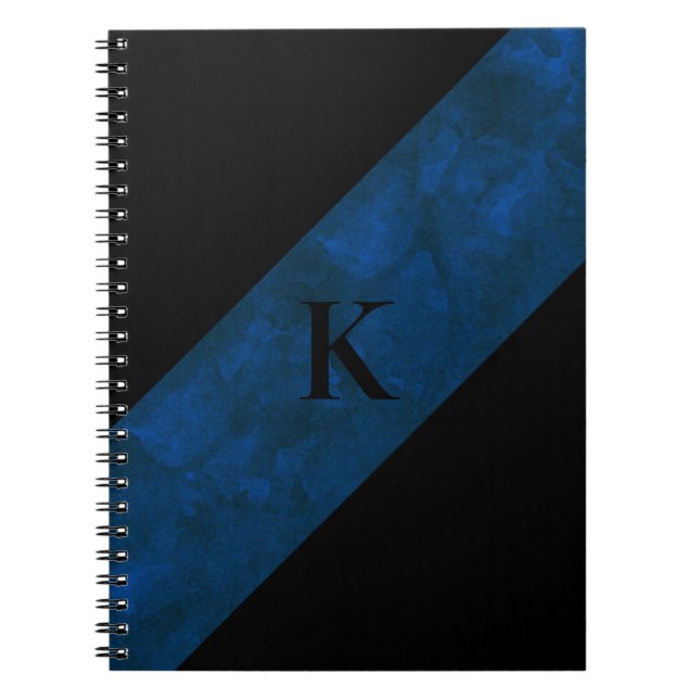 Schwarzes Mit Monogramm Notebook Notizblock (Vorderseite)