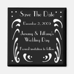 Schwarzes mit weißem Swrils Save the Date Magnete Magnet