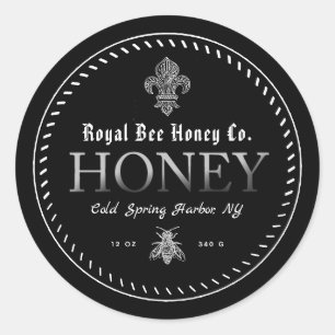 Schwarzes mittelalterliches Fleur Des Lis Honey La Runder Aufkleber