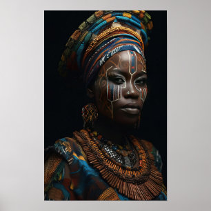 Schwarzes Modell High Fashion Woman Warrior Poster