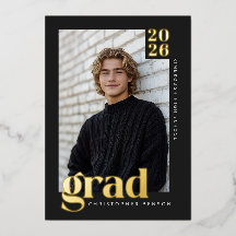 Schwarzes modernes Abschluss-Foil mit 4 Fotos