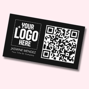 Schwarzes modernes einfaches QR-Code-Logo Visitenkarte