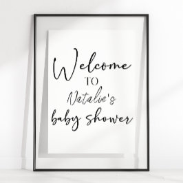 Schwarzes modernes einfaches Schrift-Duschschild Poster